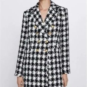 Zara Black and White Checkered Designer Inspired Blazer